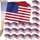 Tudomro 500 Pcs Small American Flag on Stick 12x18 In Mini Small US Flags Handheld with Safety Golden Spear Top 4th of July Decoration American Hand Held Stick Flags for Memorial Day