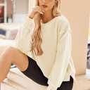 Zeagoo Women's Casual Sweatshirts Crewneck Long Sleeve Fuzzy Fleece Jackets Side Slit Midweight Pullover Fall Fashion 2025 (M)