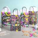 DjinnGlory 36 Pack Small-Size Black Paper Gift Bags with Handles (Let's Glow Party) and 36 White Tissue Paper for Themed Birthday Parties, 9x5.5x3.15 Inch