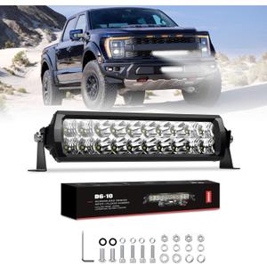 4WDKING LED Light Bar 10 inch IP68&IP69K Waterproof Dual Row Off Road Light Bar with DT Connector 90W Flood and Spot Combo Beam Work Light for Truck Cars ATV UTV Boat