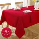 SASTYBALE Christmas Tablecloth Rectangle Waterproof Wrinkle Fee Textured Fabric Table Cloth, Soft Faux Linen Table Cover for Xmas, Holiday, Winter, Party, Banquet (52 x 70 Inch Rectangular, Red)