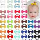 CLLOT 40Pcs 2 Inches Baby Bows Hair Ties Mini Boutique Hair Bows Durable Elastic Rubber Ribbon Hair Band Accessories for Toddlers Infants Kids Under 2 Years Old