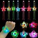 25 Pack LED Light Up Fidget Spinner Bracelets Favors For Kids 4-8 8-12, Glow in The Dark Party Supplies, Birthday Gifts, Treasure Box Toys for Classroom, Carnival Prizes, Pinata Goodie Bags Stuffers