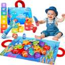 ZOOI Toddler Montessori Toys for 1-3 Year Old, 24PCS Cloth Fishing Game with Stacking Cups for Hand-Brain Coordination, Sensory Baby Toys 6-12 Months, 1-3 Year Old Girl Boy Birthday Gifts