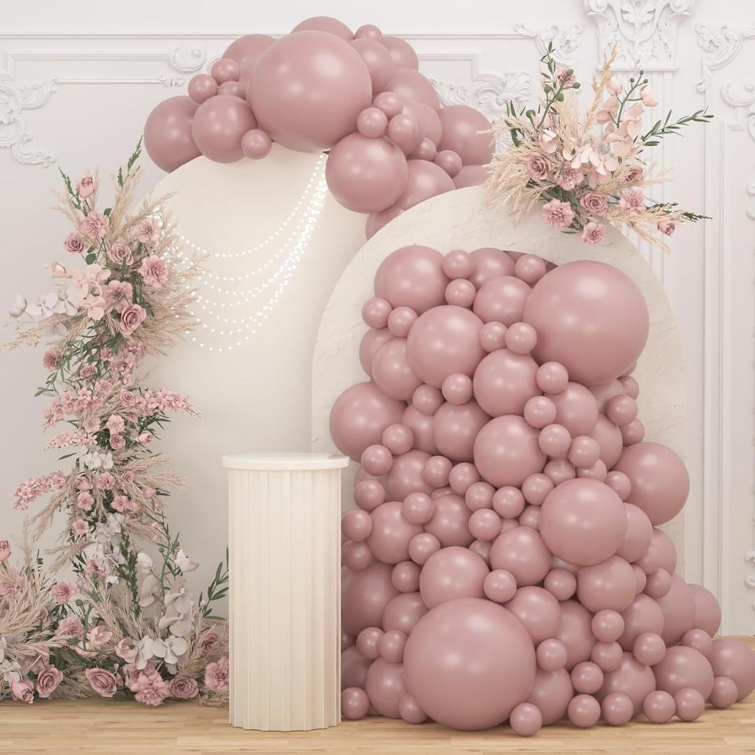 108Pcs Dusty Pink Double Stuffed Balloons Different Size, 18/12/10/5 inch Dusty Rose Matte Pink Balloons Garland Arch kit for Boho Birthday Wedding Baptism Bridal Baby Shower Party
