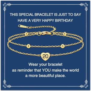 Birthday Bracelet for Women Gold Dainty 13-95th Birthday Gifts for Sister Mom Daughter and Friend Personalized Number Bracelet Jewelry Gifts for Her