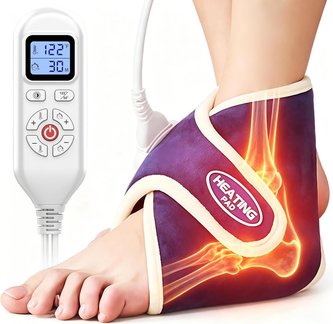 CAMECO Electric Ankle Heating Pad for Achilles Tendinitis Pain Relief, 30s Quick Heating & 86-158 Heated Ankle Brace for Women Men Home Office, Ankle Heat Wrap for Arthritis Swelling