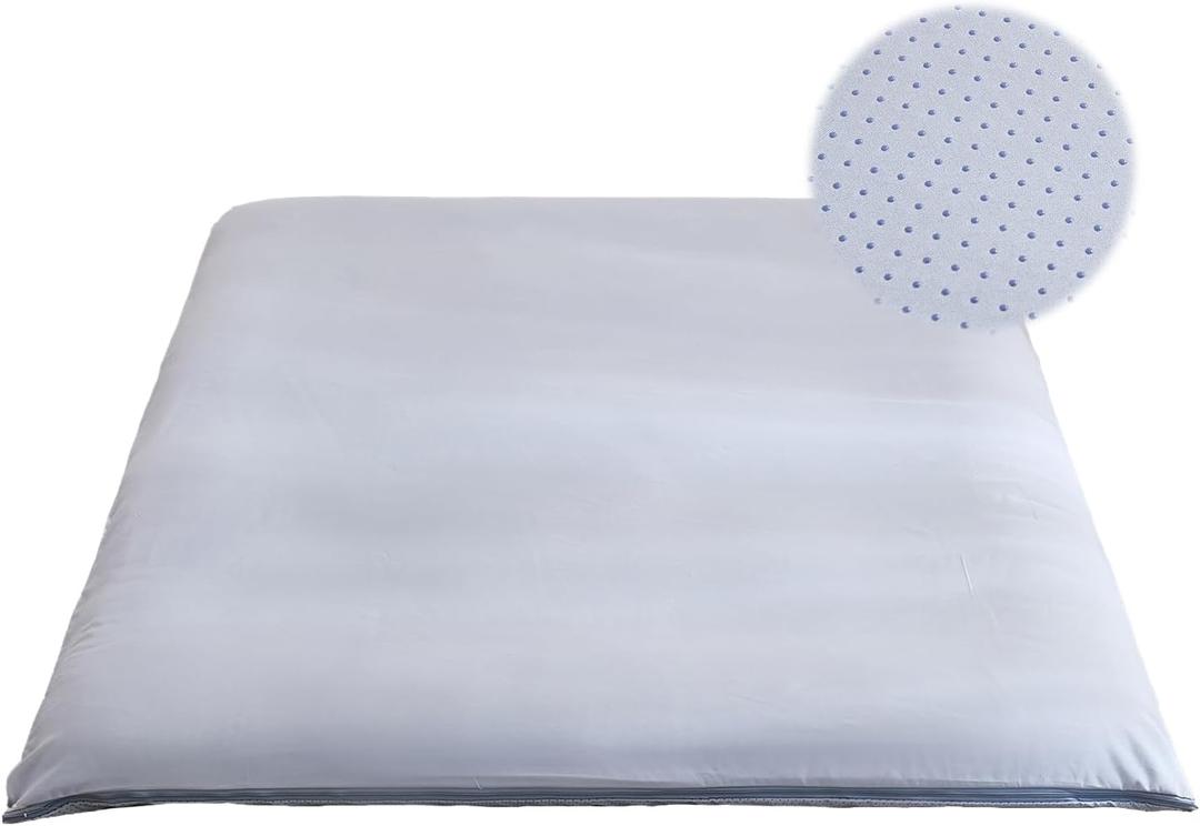 Zelladorra Futon Mattress Cover, Zippered Japanese Floor Mattress Cover | Soft Cover with Anti-Slip Bottom, Easy to Remove and Wash, Grey