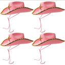 BLUE PANDA Western Cowboy and Cowgirl Hats for Kids, Pink Sparkly (4 Pack) - Kids Cowboy Hat