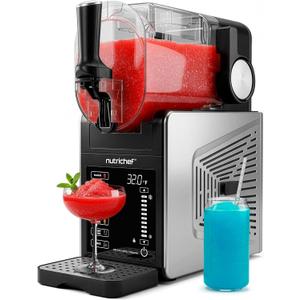 NutriChef Slushie Machine for Home | No Ice Needed Slushys 7-in-1 Preset Programs: Self Clean, Milkshakes, Spiked Slush & More | 64 oz, Quiet Operation, One-Touch Start & Includes Recipes | Black