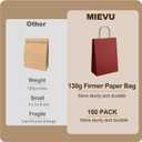 MIEVU 150Pack Small Gift Bags with Handles, 5.9x3.1x8.2 Inch Red Paper Bags (130g More Sturdy Material)  Bulk Christmas Gift Bag, Party Favor Bags, Recyclable Craft Bags for Gifts,Red