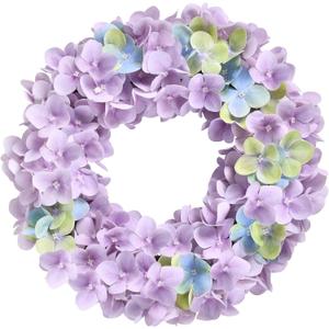 16in Purple Hydrangea Wreath, Spring Summer Door Reef 2Color Hydrangea Wreath Spring Wreath for Front Door Indoor