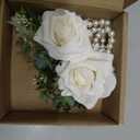White Rose Wrist Corsage, Pack of 2 PCS Wedding Bridal Wrist Flower Corsage Hand Flower Artificial Silk Rose Decor for Prom Party Wedding