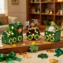 St Patricks Day Decorations Train, Lighted St Patricks Day Centerpieces for Table, Leprechaun Figurines, Leprechaun Train for Home, Dining Room, Bookshelf