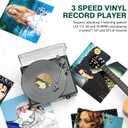 Record Player Bluetooth Turntable with Built-in Speakers & 3 Speed 3 Size Portable Retro Vinyl Record Player for Entertainment and Home Decoration Emerald Green