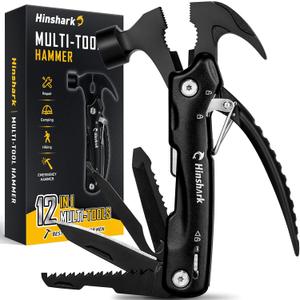 Gifts for Men, 12 in 1 Hammer Multitool, Valentines Day Gifts for Him, Anniversary Birthday Gift for Men Dad Husband Him Grandpa, Mens Valentines Gift for Camping Essentials Cool Gadgets Tools (Black)