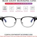 AIEYEZO Retro Blue Light Glasses for Men Women 90s Classic Semi-Rimless Eyeglasses Fashion Cumputer Gaming Glasses