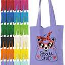 Lzerking Canvas Tote Bag Bulk 24 Pack Colored Canvas Bag for Gift, 13x15 Inches 12oz Heavy Duty Medium Reusable Blank Cloth Bags for Painting, Heat Transfer Vinyl