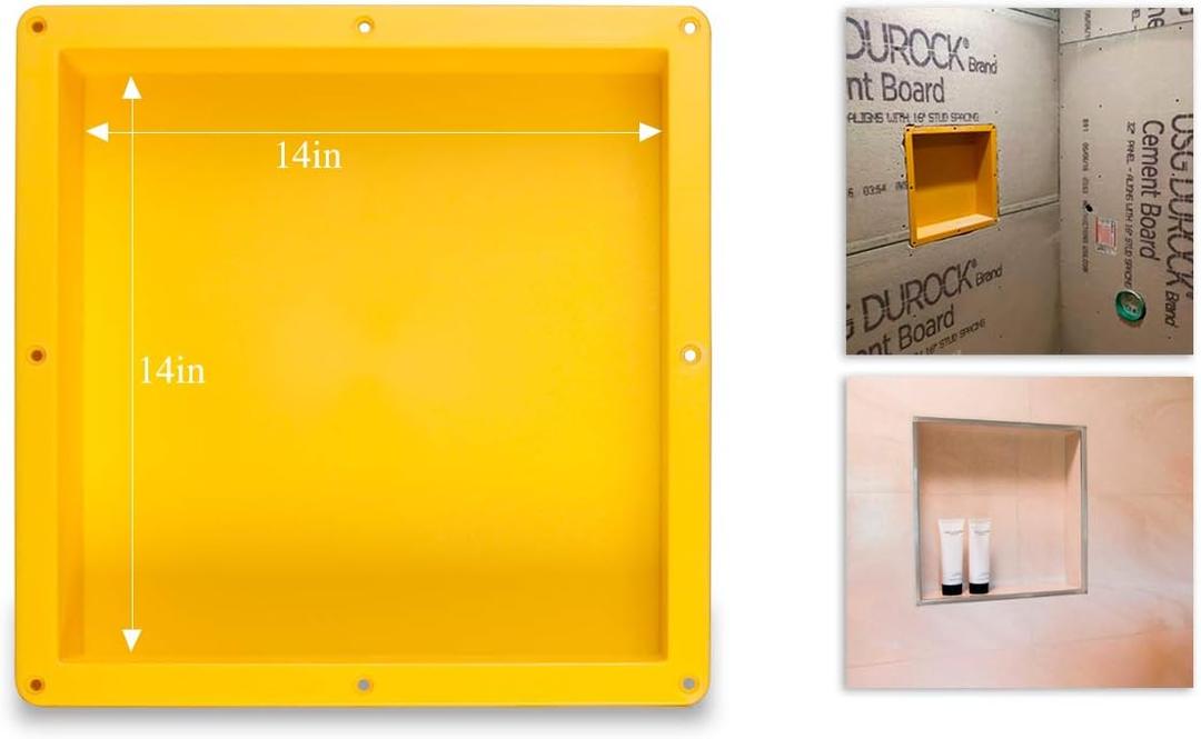 Tile Shower Niche Recessed Square inside dimension 14" 14"  4" D Shower Shelf for Bathroom Niche Storage and Built In Shower Shelf