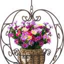 Hanging Plant Holder,Wrought Iron Heart Shape Plant Pot Holder, Indoor & Outdoor Hanging Planters Holder for Patio, Porch, Bedroom, Living Room Raw Embroidery Color