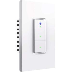 Smart Light Switch, Triple switches WiFi Smart Switch Button, Compatible with Alexa and Google Home, Remote Control with Timing Funtion, No Hub Required,Smart Life APP Provides Control from Anywhere