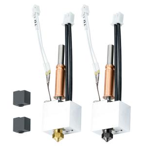 2pcs Kobra 3 Hotend Hot End Assembled Extruder Printhead Kit - 3D Printer Hotend Replacement with Low Friction Brass Nozzle, 100K Thermistor, Heater Cartridge and Heat Block for Anycubic Kobra 3