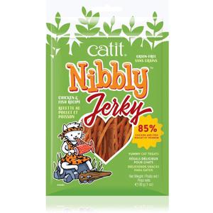 Catit Nibbly Jerky Cat Treats, Chicken & Fish Recipe - Grain-Free Cat Treat White 1 Ounce (Pack of 1)