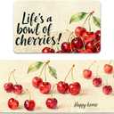 Cherry Kitchen Rugs Set of 2 - Cotton Linen Blend Floor Mats(17.7''x29.5''+17.7''x47'') - Washable Non-Slip Kitchen Mats for Home Office Bedroom Bathroom Laundry