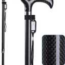 Carbon Fiber Walking Cane for Men and Women - 10 Height-Adjustable, Cane for Seniors Balance, Carbon Fiber Cane Ultralight 0.55 lb, Black Matte, 350 lbs Capacity(Black), 97 cm