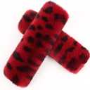 Pinbola 5pcs in 1 Set Faux Wool Steering Wheel Cover Soft Fluffy Handbrake Cover & Gear Shift Cover & 2pcs Seat Belt Shoulder Pads Warm Universal Fit for 15 Inch (L-Wine Red)