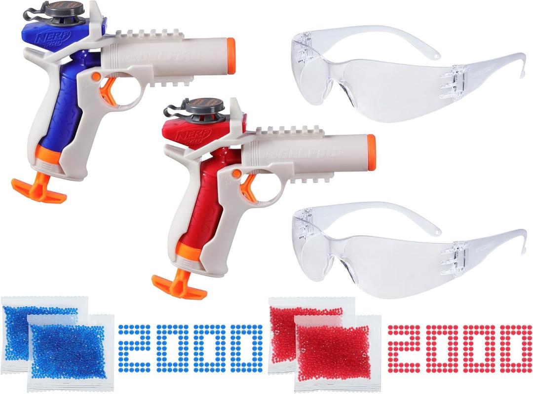 Nerf Pro Gelfire Versus Pack Includes 2 Blasters, 4,000 Gelfire Rounds, 60 Round Capacity, T-Pull Priming, 2 Eyewear, Gifts for Teens Ages 14+