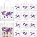 Shinylin 24 Pcs Purple Graduation Plastic Gift Bags with Handles PVC Reusable Treat Bags Goody Candy Snack Treat Gift Tote Bag for Graduation Party Favor