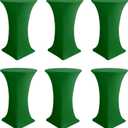 Cocktail Table Covers-Spandex Round High Top Table Cloth 6 Pack 32x43 Inch-Green Stretch Fitted Christmas Tablecloth for Pub Bistro Highboy Party Event Banquet Height Folding Satnding Tables