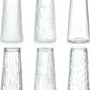 6 Pcs 6 Tall Glass Bud Vases for Centerpieces Small Vase Suitable for Wedding Party Table Centerpiece Rustic Home Decor, Vintage Glass Vases for Flowers Rose Tulip Stems Housewarming Gift