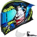ILM Motorcycle Helmet Full Face with Pinlock Compatible Clear&Tinted Visors and Fins Street Bike Motocross Casco DOT Model Z501(Surprise Yellow, X-Large)