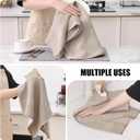 Homaxy Premium Kitchen Towels(18x 28, 12 Pack), Large Cotton Kitchen Hand Towels, Flat and Terry Dish Towels, 380 GSM Highly Absorbent Tea Towel Set with Hanging Loop, Khaki