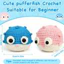 Cokiddle Crochet Kit for Beginners, Cute Pufferfish Shape with Step-by-Step Video Tutorials, Soft Yarn, Hooks & Full Supplies, Exclusive Crochet Kit for Beginners, DIY Craft, Great Teen Gifts
