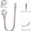 Curtain Holdback, 4Pcs Wall Mounted Drapery Tiebacks with Clear Crystal Ball, Heavy Duty Metal Decorative Window Drapery Curtain Holder Curtain Hooks with Screws, Sliver