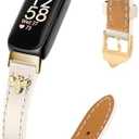 Slim Leather Bands Compatible with fitbit inspire 3 bands, Charms, Feminine Design for fitbit inspire 2/1