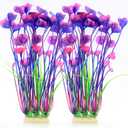 ALEGI Fish Tank Decorations Plastic Plants Large,Aquarium Artificial Plants Decoration Ornament Safe for All Fish-16 inch 2Pcs (Purple 2 pcs)