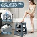 Foldable Bath Shower Safety Chair Seat, 17.7" High Anti-Slip Bench Bath tub Stool for Elderly or Seniors (Blue)