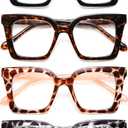 EYEURL Oversized Reading Glasses Women Stylish Oprah Style Blue Light Blocking Computer Square Readers Large Eyewear 1.5X