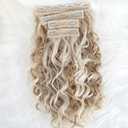 Curly Hair Extensions,LEOSA 4PCS 16 inch Clip in Hair Extensions Short Soft Natural Hairpiece Lace Weft Curly Wave Clip Ins Extensions Invisible for Women (Gold Blonde with Beige Highlights)