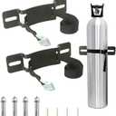 Propane Tank HolderOxygen Tank HolderNitrogen Gas Cylinder Holder, with Screws and Safety Chain Supported 59 inch, Suitable for rv Propane Tank HolderCylinder Wall Mounted Bracket (Black 2Pcs)