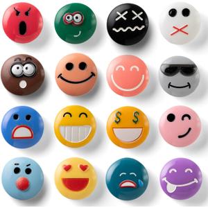 SUNURS Cute Funny Smiley Face Fridge Magnets for Boys, Strong Fun Refrigerator Magnets for Girls, Decorative Magnets for Classroom, Whiteboard, Office, and Kitchen (16-pack)