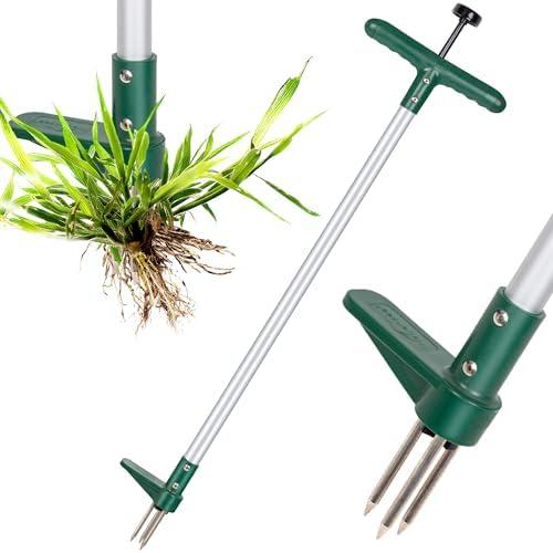 Walensee Weed Puller, Stand Up Weeder Hand Tool, Long Handle Garden Weeding Tool with 3 Claws, Hand Weed Hound Weed Puller for Dandelion, Standup Weed Root Pulling Tool and Picker, Grabber (Pack of 1)
