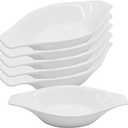 Chefcaptain Set Of 6 Porcelain Oval Casserole Dishes For Oven, 16 Oz Au Gratin Baking Dishes With Handles, Lead & Cadmium Free, Microwave Dishwasher Safe (10" 6 Pack)