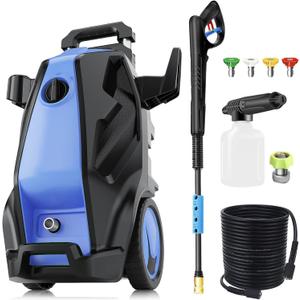 Heavy Duty Electric Pressure Washer, 5000PSI 4.0GPM Power Washer with 33 FT Hose, 4 QC Nozzles and Foam Cannon for Cars/Fences Cleaning, Light Blue