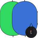 Kate Collapsible Pop-Up Backdrop for Self-Tape Auditions, Professional Headshots, Video Conferencing & Live Streaming - Portable Photography Background (5'x6.5' / 1.5x2m,Blue/Green