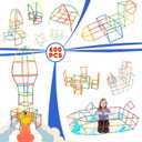 Ggiibro Straw Constructor Toys 600Pcs STEM Building Toy Interlocking Plastic Engineering Thin Tube Blocks Educational Kit for 3 4 5 6 7years Kids Boys and Girls Gift Preschool Toy with Storage Box (A01 600pcs Rainbow)